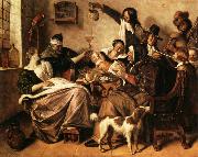 Jan Steen As the Old Sing.So Twitter the Young oil on canvas